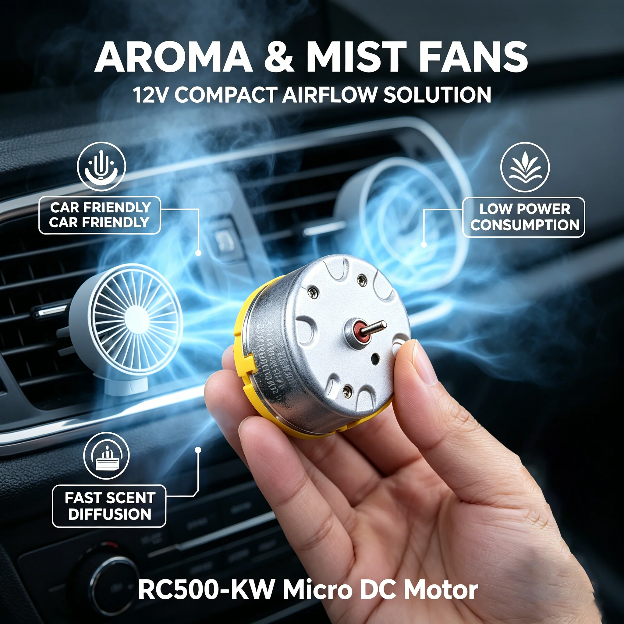 Compact Standard Motor RC500-KW/14440 Mini round DC Motor 5V-12V 6400RPM 32mm Diameter Electric Motor for Industrial Use