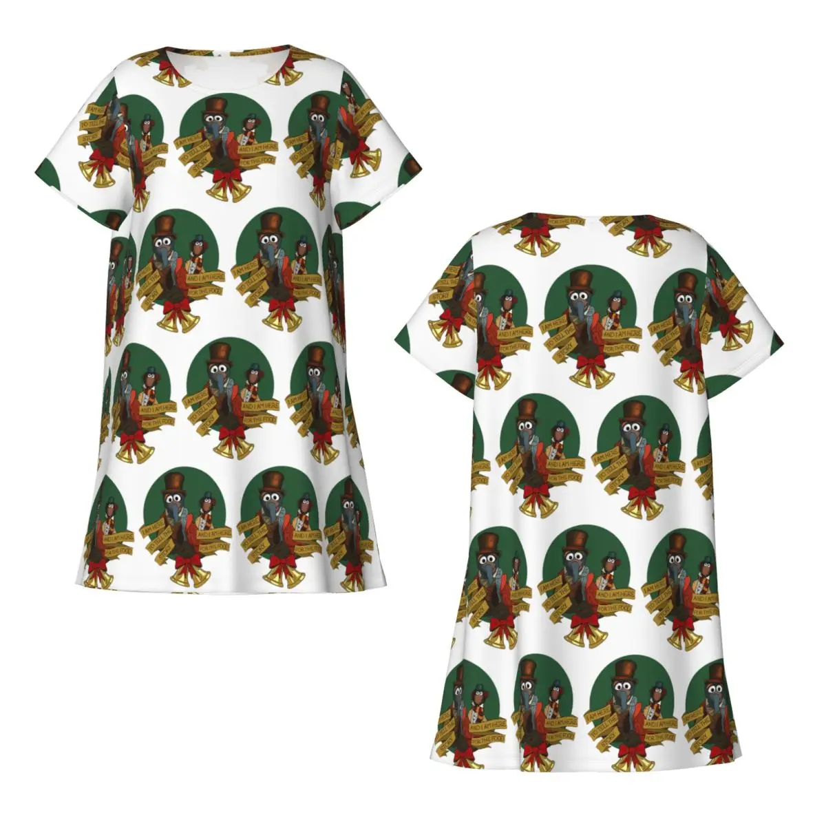 Custom Muppet Christmas Carol Kurzarm-Nachthemd zum Schlafen, Schlafshirts für Damen, kurzärmlige Nachthemden, lockeres Pyjama-Kleid