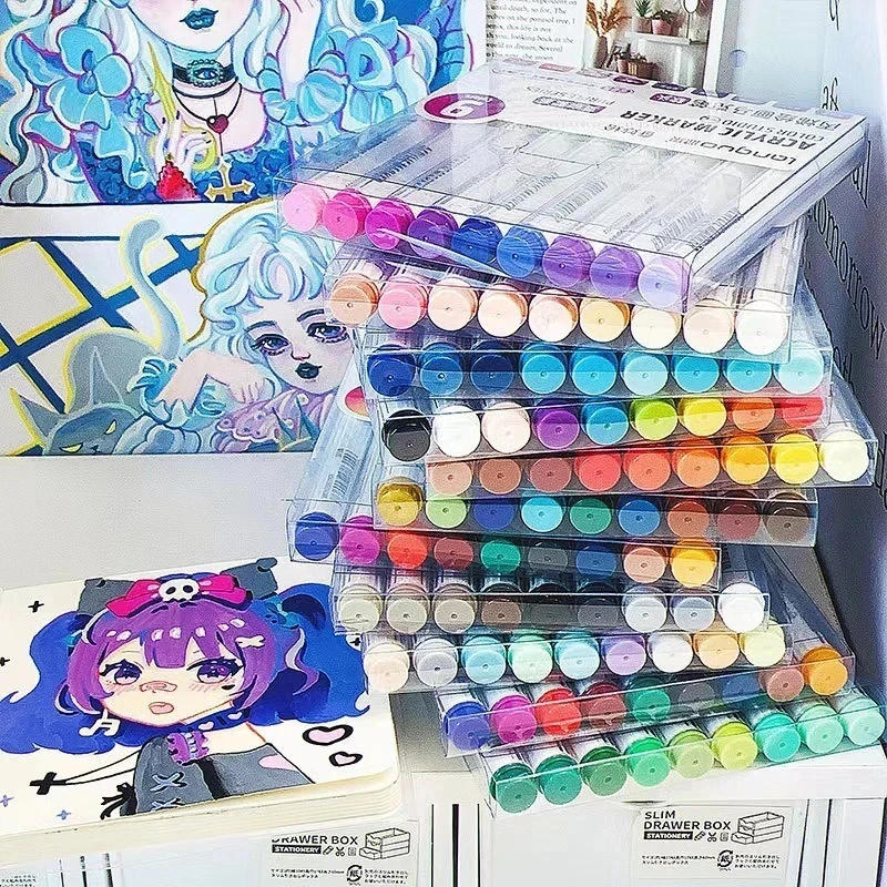 

Languo акриловый маркер с мягкой головкой для художника, рок-живописи, стеклокерамическая ткань, поделки своими руками, студенческие граффити, ручки с акриловой краской