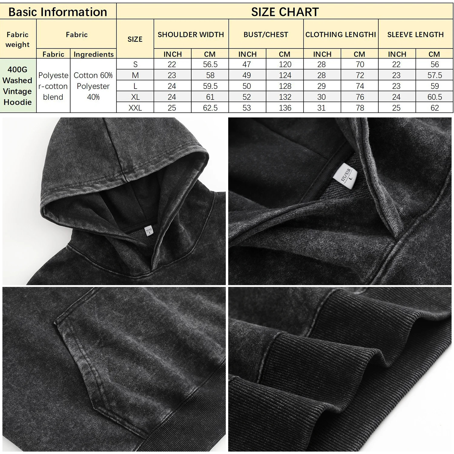 سنة جديدة سعيدة طباعة جرافيك 400G خمر غسلها هوديي للجنسين المتضخم الشارع الشهير البلوز مجموعة الخريف/الشتاء