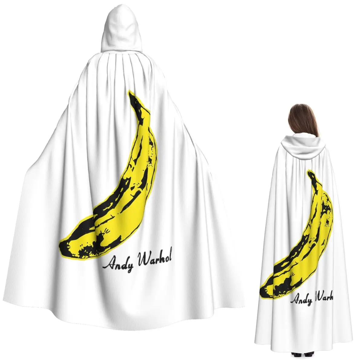 

Andy Warhol Sunset Cat Cattle Banana Long Hooded Cloak Witch Medieval Costume Cosplay Cape HalloweenVampire Adult Unisex