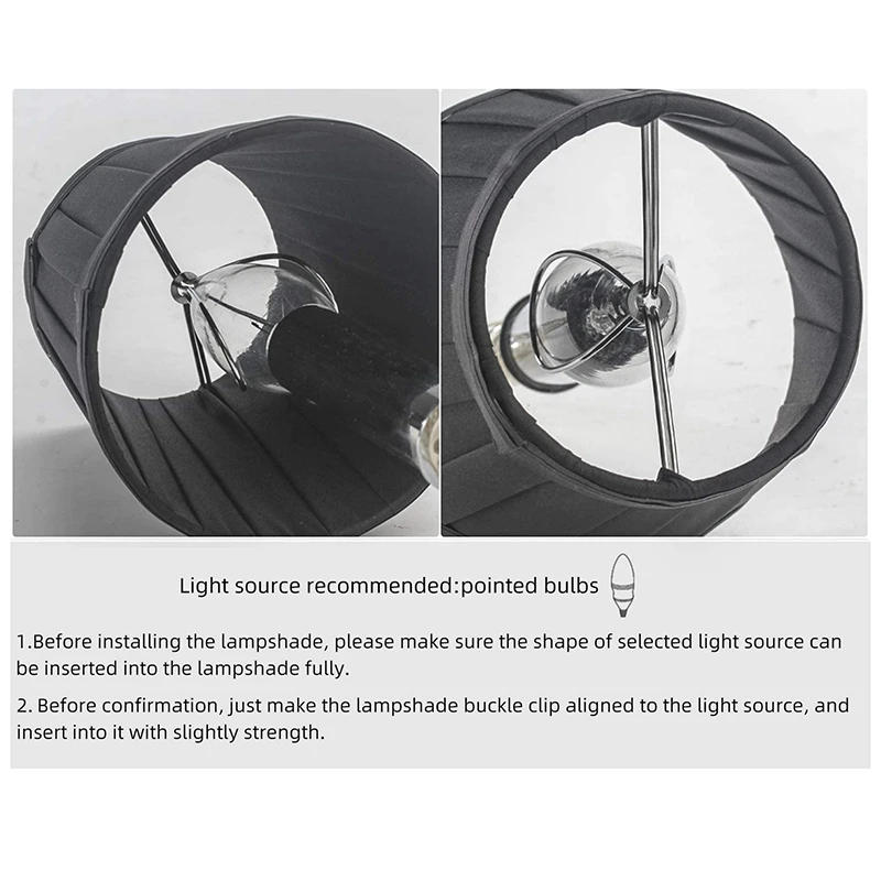 Heißer Clip auf Lampen schirmen Kerze Kronleuchter Lampen schirme für Decke Pendel leuchte Tisch lampe Stehle uchte 6 pcs schwarz