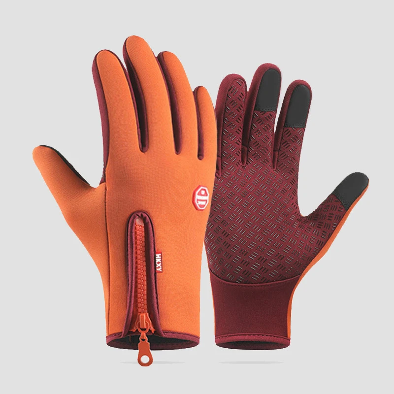Touchscreen-Winter-warme Handschuhe für Männer und Frauen, rutschfest, wasserabweisend, winddicht, Radfahren, Wandern, Camping, Fahren, Handschuhe mit Reißverschluss – Detail 11