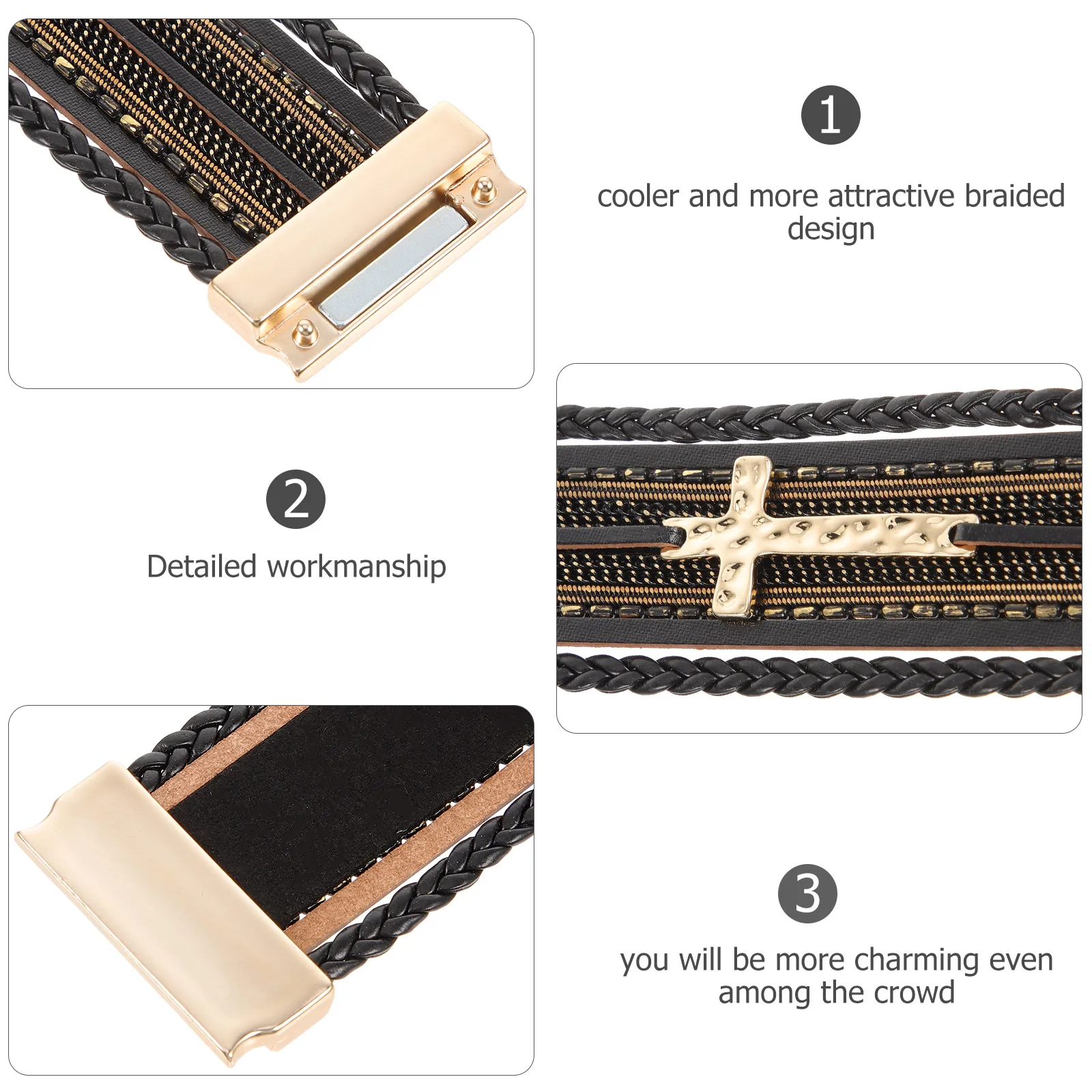 

Multi-Layer Braided Bohemian Bracelet Cross Decoration Party Fashion Trendy Bracelets for Women Women Bracelets Trendy