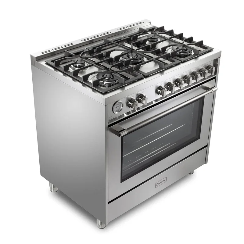 Stainless Steel    burner Oven Combo 4 5 6 Heads    Stove    Furnace  Freestanding Cooker