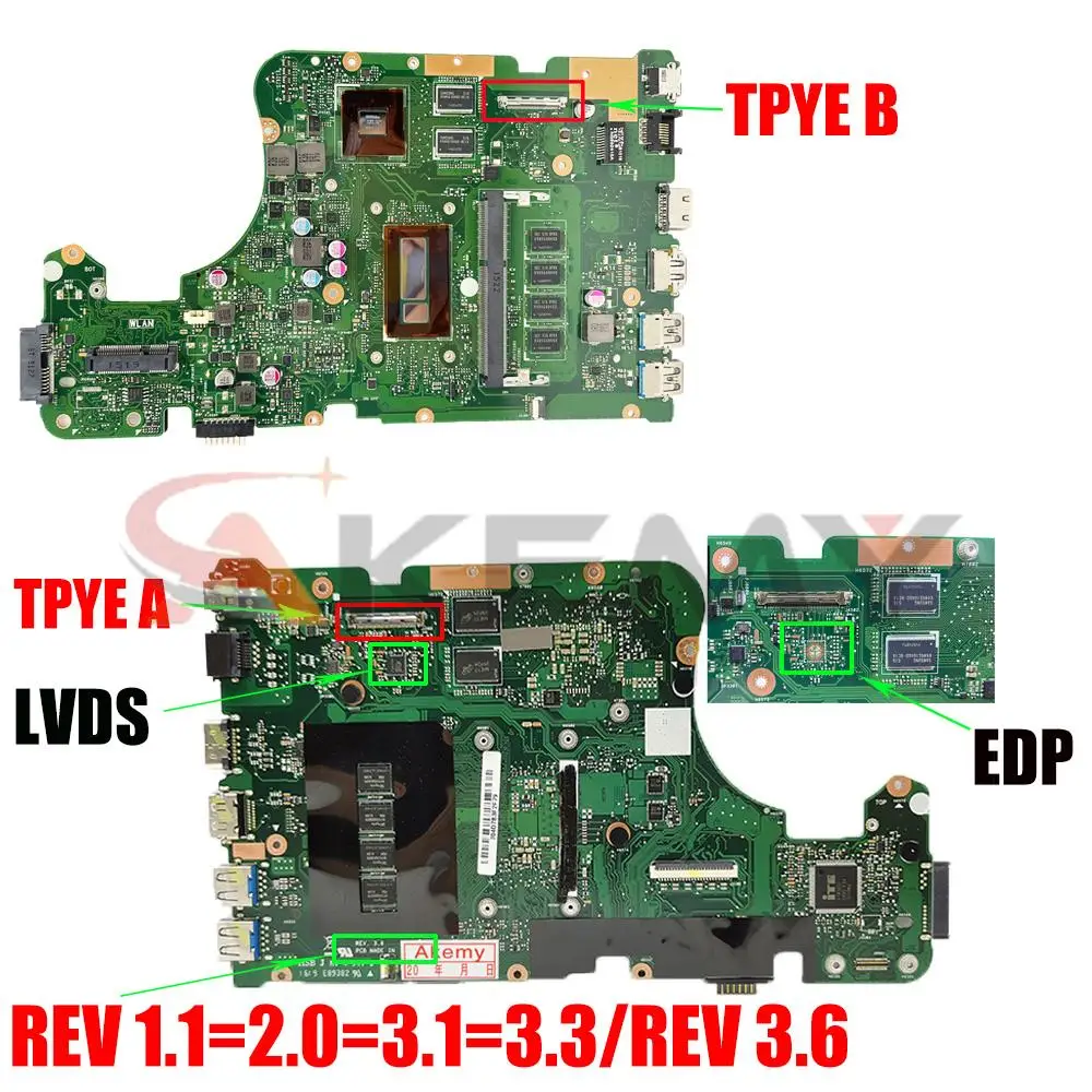 X555L A555L K555F F555L mainboard pro ASUS X555LD X555LP X555LB X555LN X555LI X555LF X555LJ X555LDB notebook základní deska i3 i5 i7