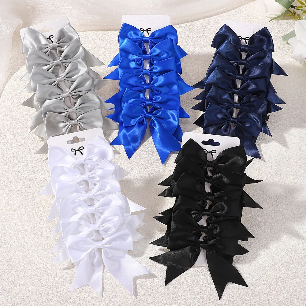 6 Teile/satz 3,5 zoll Schöne Fleck Große Bögen Haar Clips für Kinder Mädchen Handgemachte Haarnadeln Barrettes Headwear Haar Zubehör Großhandel
