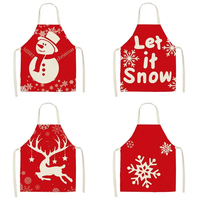 Christmas Apron Holiday Party Decoration Linen Oil and Stain Resistant Kitchen Cleaning Tools Home Supplies