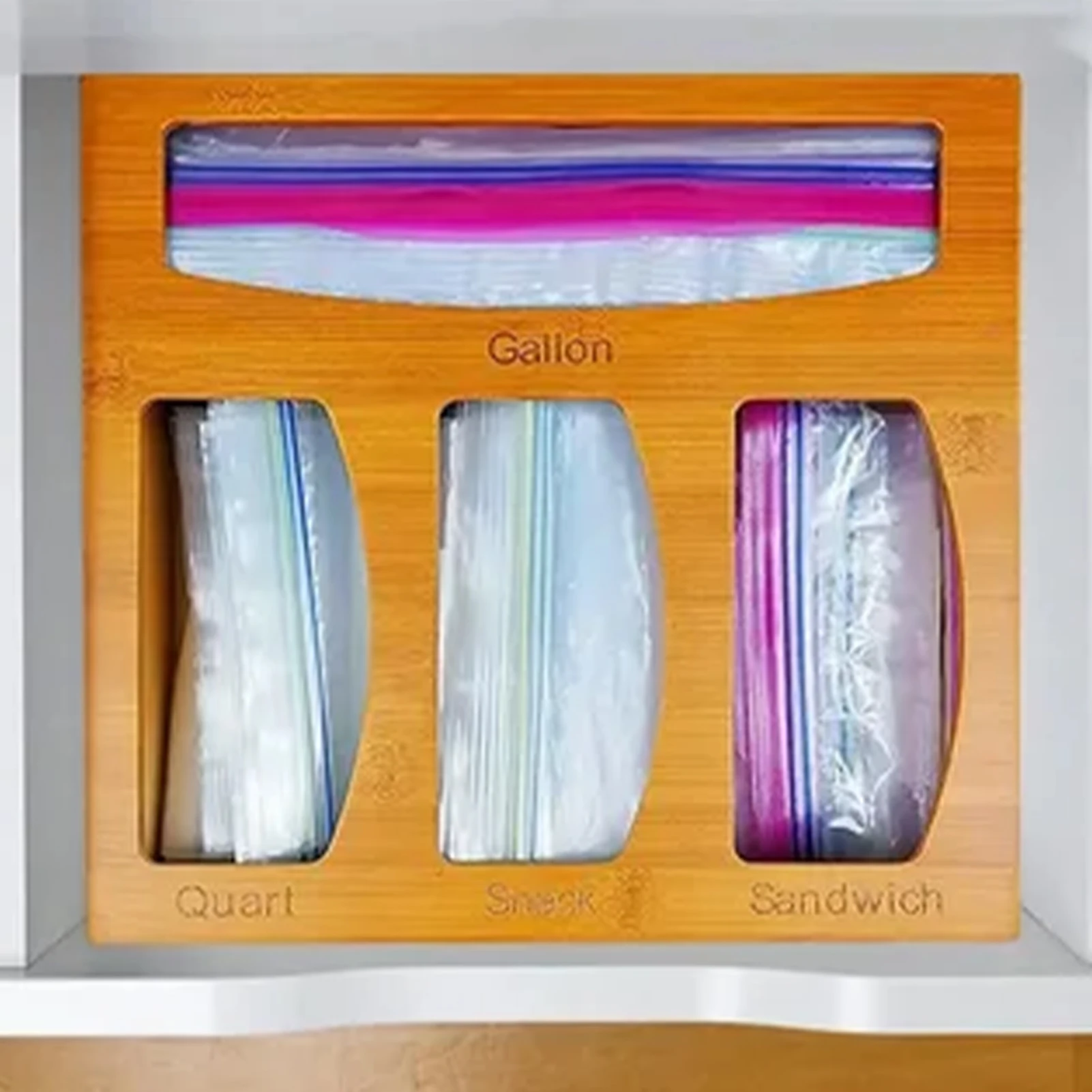 Ziplock Bag Storage Organizer And Dispenser For Kitchen Drawer, Suitable For Gallon, Sandwich & Snack Variety Size Bag