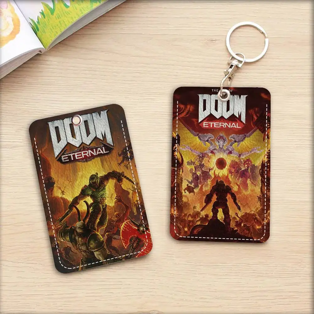 حامل بطاقة الوصول من البولي يوريثان على الطراز الكلاسيكي D-Doom E-Eternal مع سلسلة مفاتيح - حماية تنفيذية لبطاقة البنك والمترو الأنفاق وبطاقة الحافلة #5