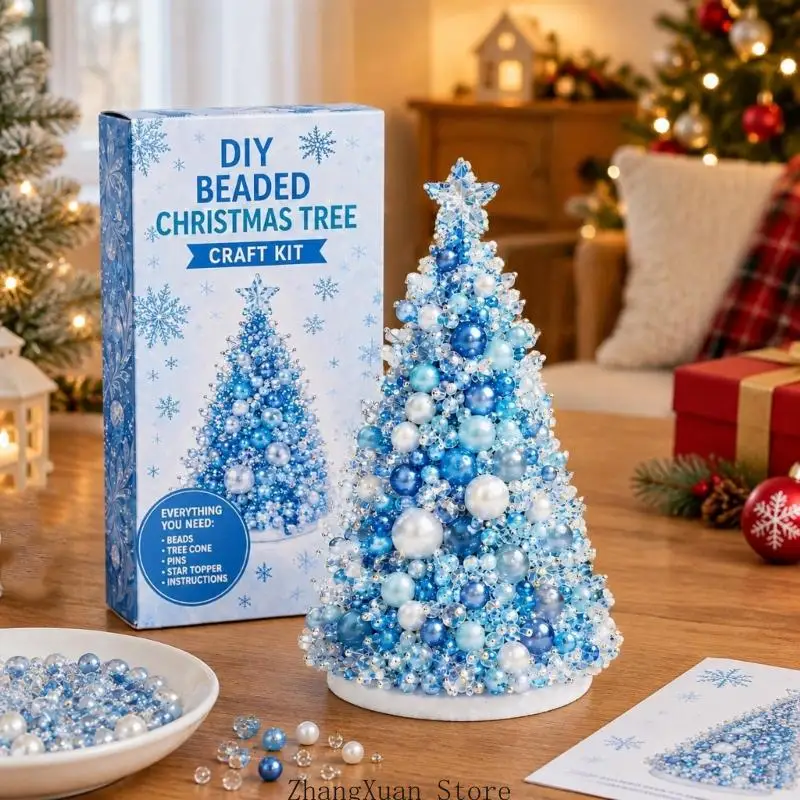 Build-a-Tree Weihnachtsperlen-Bastelset, 1 Projekt mit gemischten und transparent strukturierten Teilen für saisonale – Detail 4