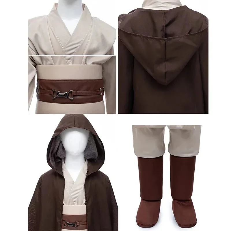 Kids Halloween Costumes Jedi Warrior Cosplay Hooded Cloak Clothing Full Suit  Masquerade Party Cosplay Costume