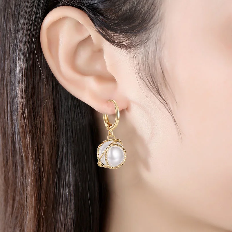 Elegant Fashion Pearl Temperament Long Earrings for Women Jewelry Winding Beads Damgle Earring Wedding Party Gift Jewelry Mujer