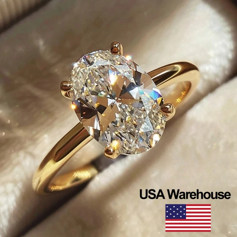 Anillo de Plata de Ley 925 con circonita de 1-8CT, precioso anillo de piedra ovalada brillante para mujer, compromiso, boda, joyería fina de lujo de alta calidad