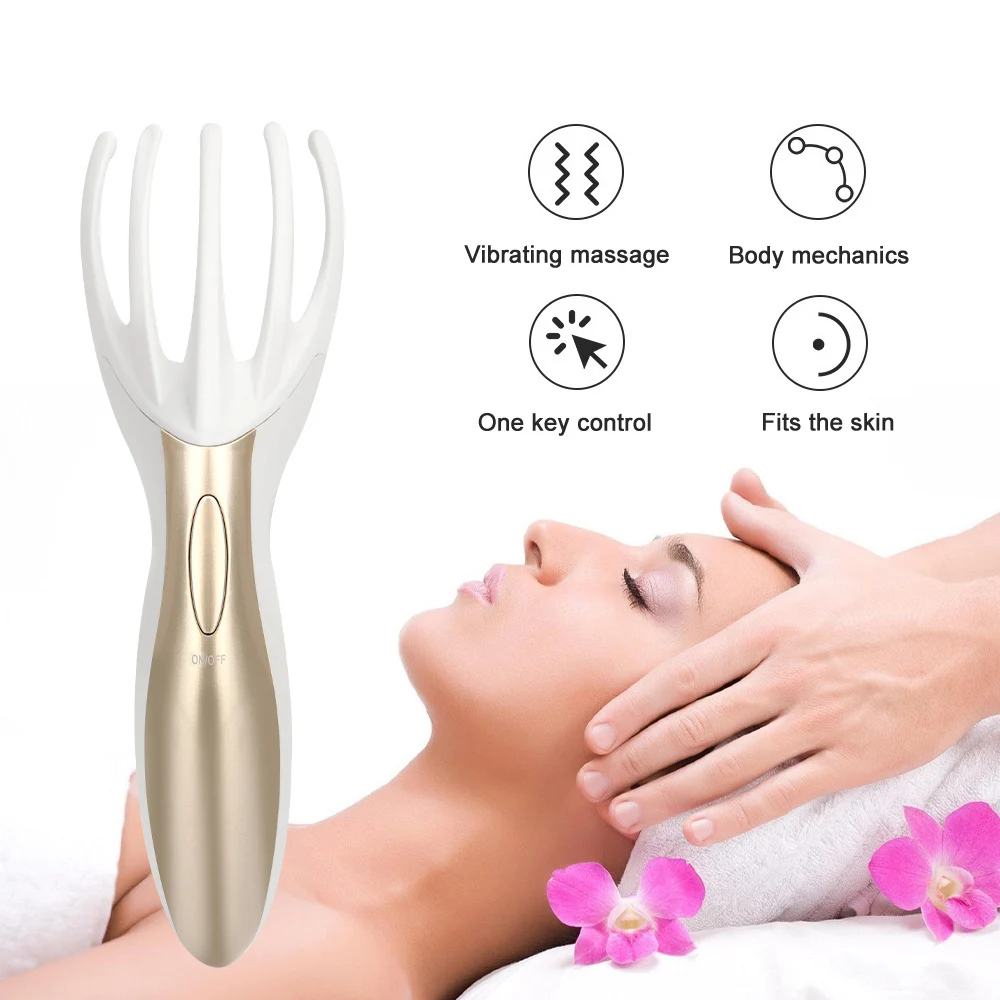 Electric Head Massager Multi-Function Five-Pronged Vibrating Massage Head Claw Scalp Full Body Electric Scalp Massager Relax