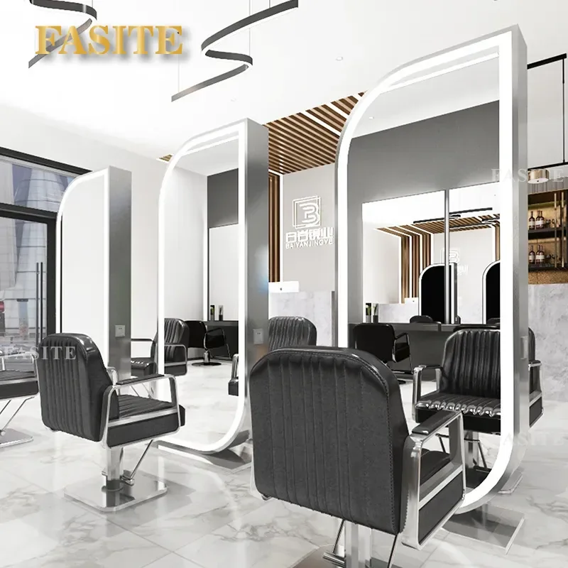 For Hair LED Mirror with Light Single Sided Wall Mounted Vanity Makeup Mirror for Barber Shop Beauty Studio Modern