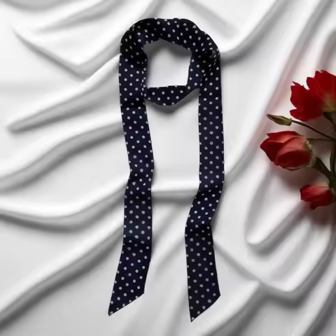 Dotted Small Scarf Women Slim Long Corners Versatile Worn Bags Shirts Ribbons Ribbons Turbantes Scarf Y2k Szaliki 4w939