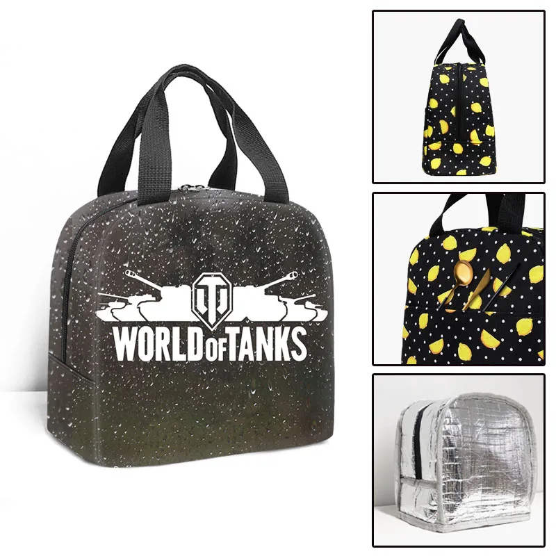 Harajuku Popular World Of Tanks Student Work Lunchbox Thermal insulation Food Lunch Bag 3D Printed Portable Handbags Ice Bags