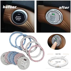 Car with Diamond One Key Start Button Decorative Stickers Start Ignition Key Button Ring Creative Shiny Car Interior Accessories