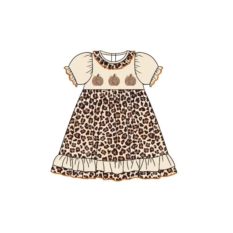 Boutique summer milk silk Thanksgiving clothes leopard print dress baby girl short-sleeved long pants boy Romper