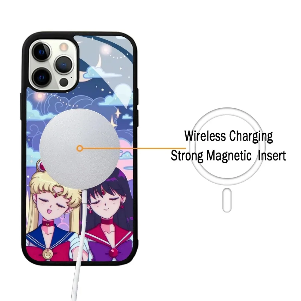 S-SailoR Cartoon Moon Phone Case For IPhone 15 14 13 Pro Max 11 12 Mini Alex Mirror For Magsafe Wireless Charging Cover