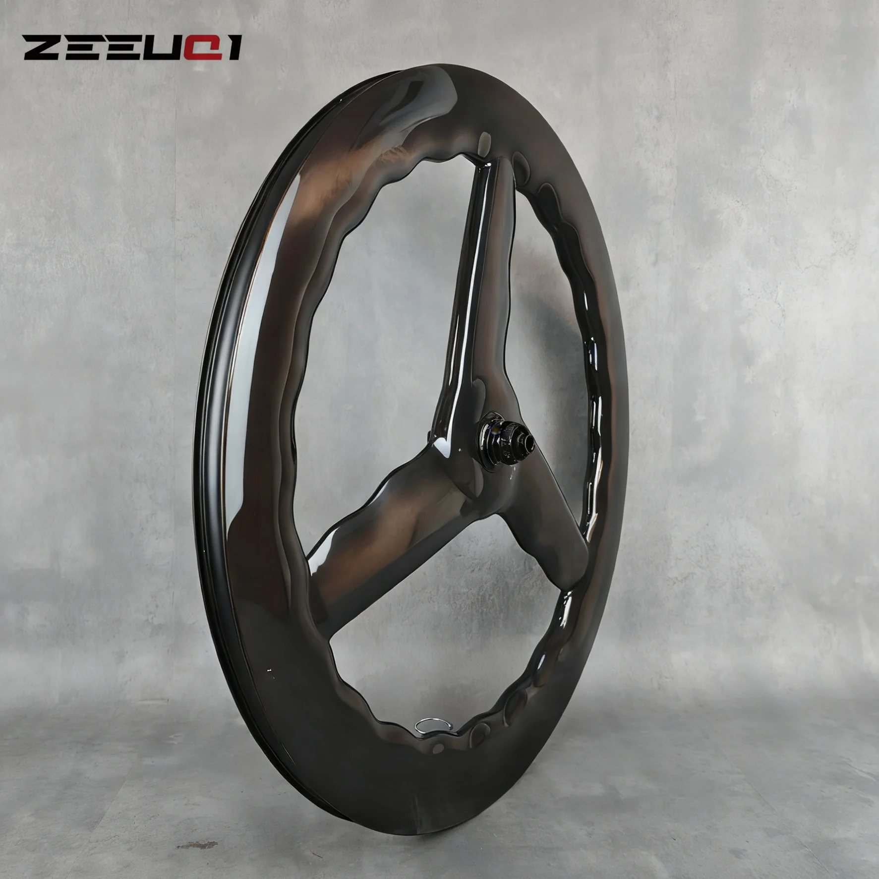 

700C 3-Spoke Carbon Wheelset Wave Design Tubular/Tubeless Wheels for Time Trial, Triathlon, Road & Track Bikes (Rim/DISC Brake)