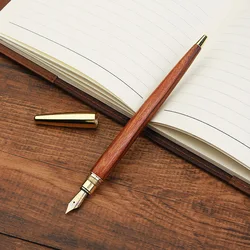 Stylo plume rétro simple en bois de santal, signature de bureau, stylos gel pour étudiants, écriture, peinture, fournitures scolaires, papeterie, 03986