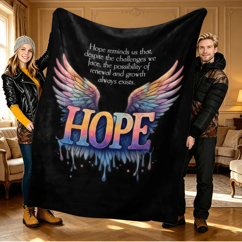 Inspirational Hope Wings Throw Blanket Cozy Gift for Positive Vibes and Renewal 150x200cm