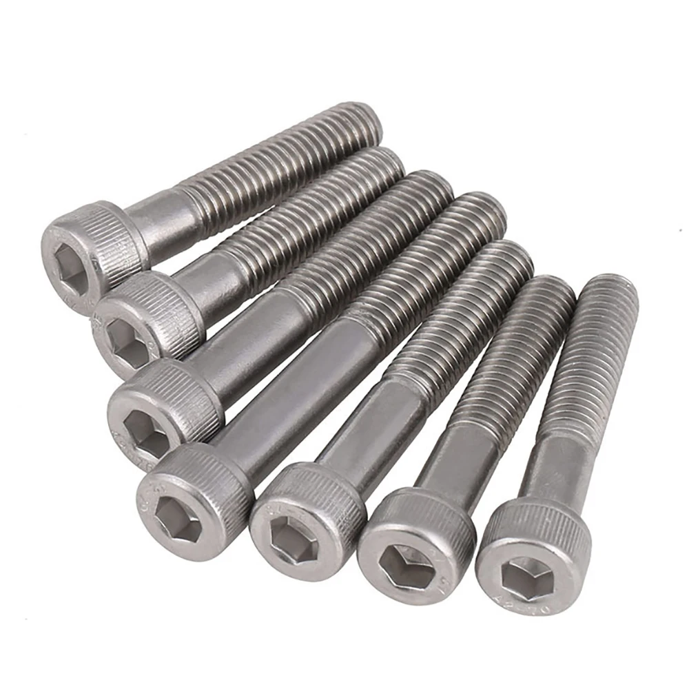 

SUS304 A2 Stainless Steel Knurled Cap Head Hex Socket Screws DIN912 Partial Thread UNC 8#-32 To 5/8-11 Allen Key Bolts