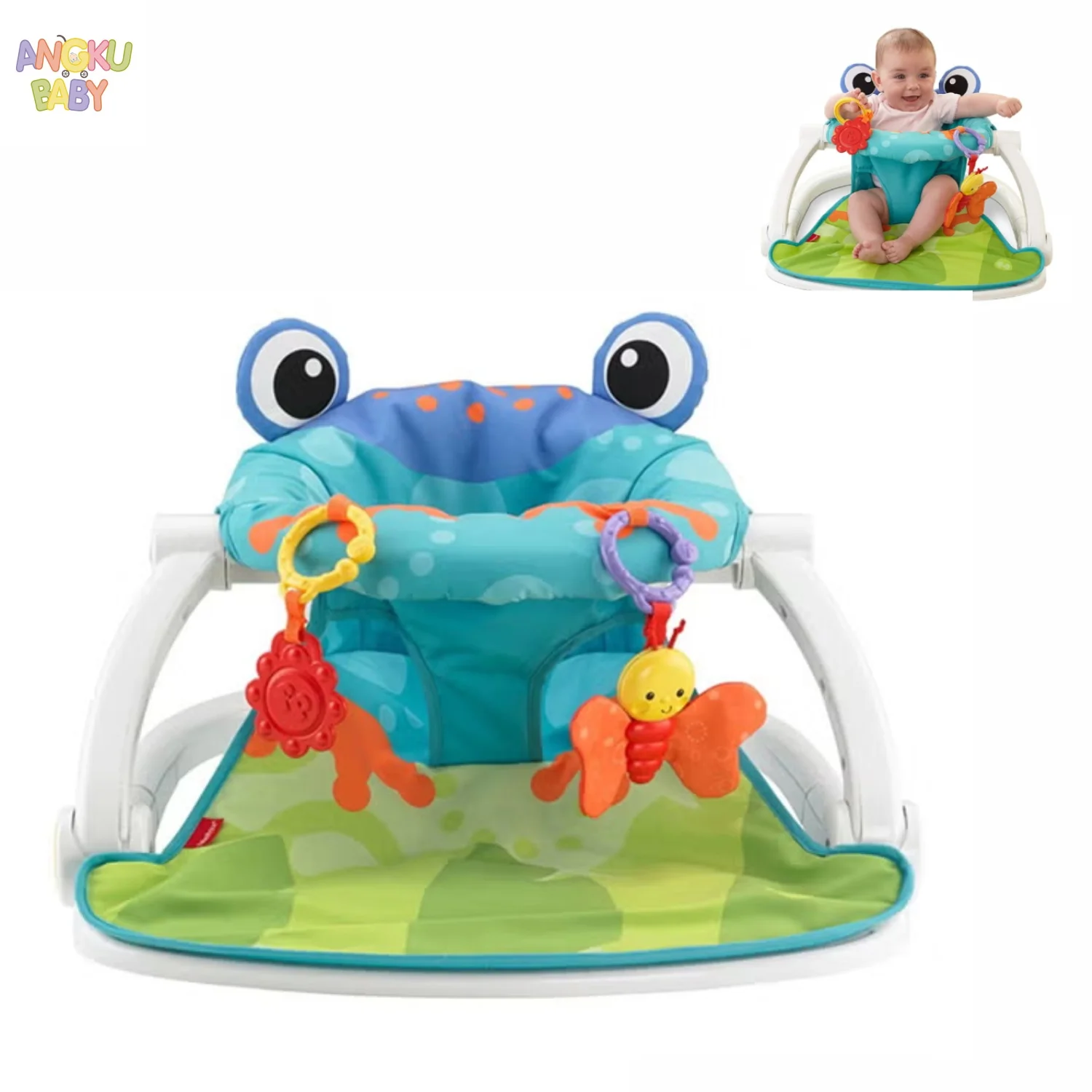 

Foldable Support Baby Seat for 0-12 Months Newborn Baby Chair with Toys Portable Sit-me-up Upright Baby Floor Seat