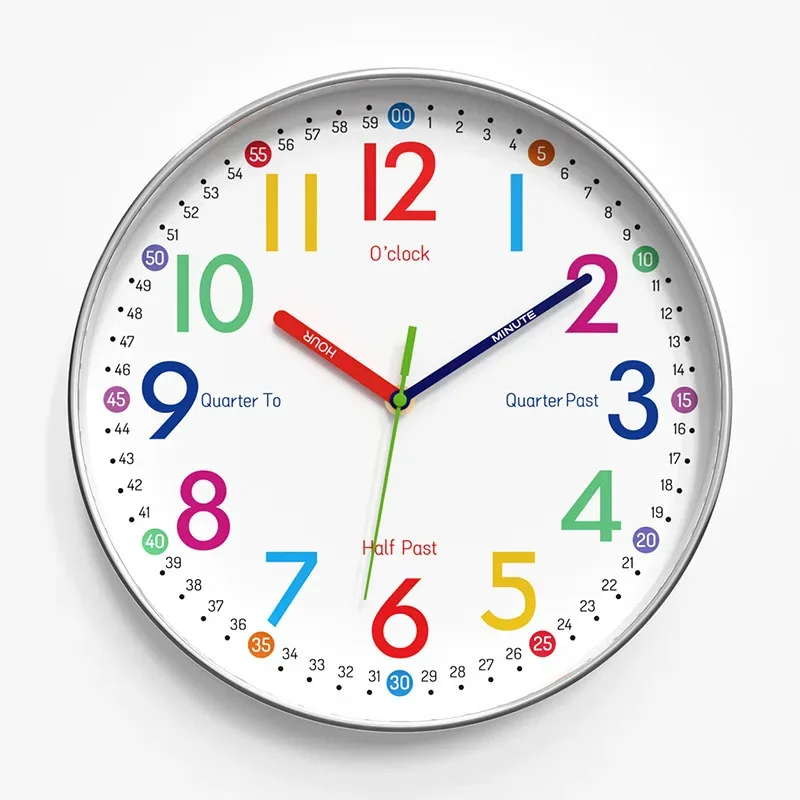 12 Inch Early Education Wall Clock Cartoon Children's Time Management Quartz Clock Home Wall Hanging Silent Clock 30CM