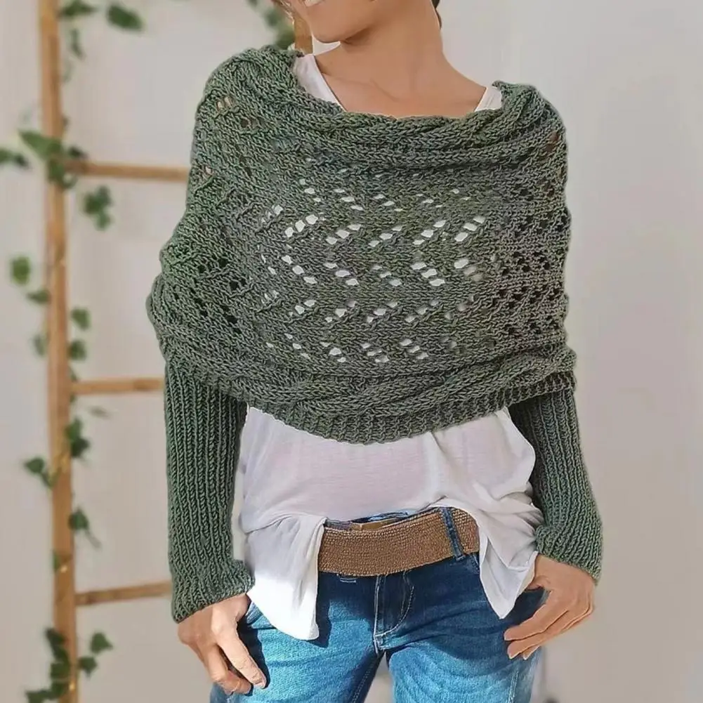 Stylish Layering Piece for Fall Extra Long Oversized Scarf Knitted Cable Sweater Scarf with Sleeves for Women Multi-use Wrap