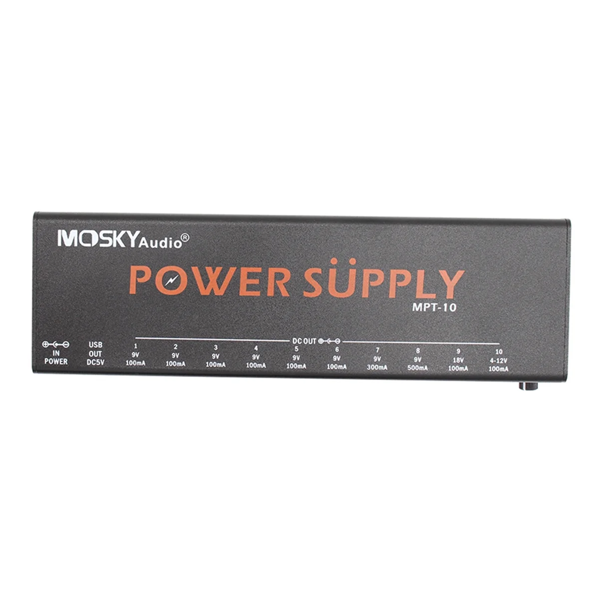 

MOSKYAUDIO MPT-10 Guitar POWER SUPPLY 10 Isolated DC Outputs/ 4-12V USB Output for 9V 12V 18V Guitar Effect Pedal,EU-Plug