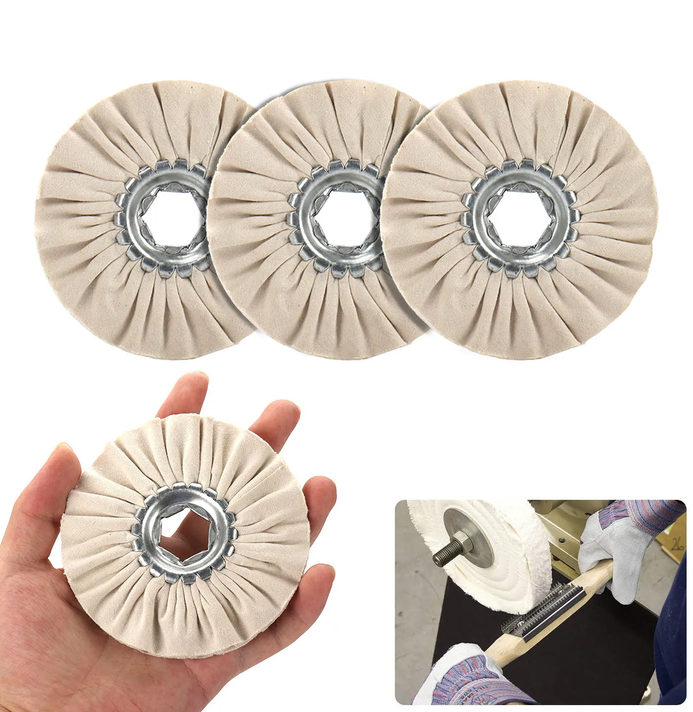 SI FANG 100mm Cotton Airway Buffing Wheel Cloth Open Bias Polishing Buffs Wheel For Polishing Recessed Aread Mag Wheels 8 plys