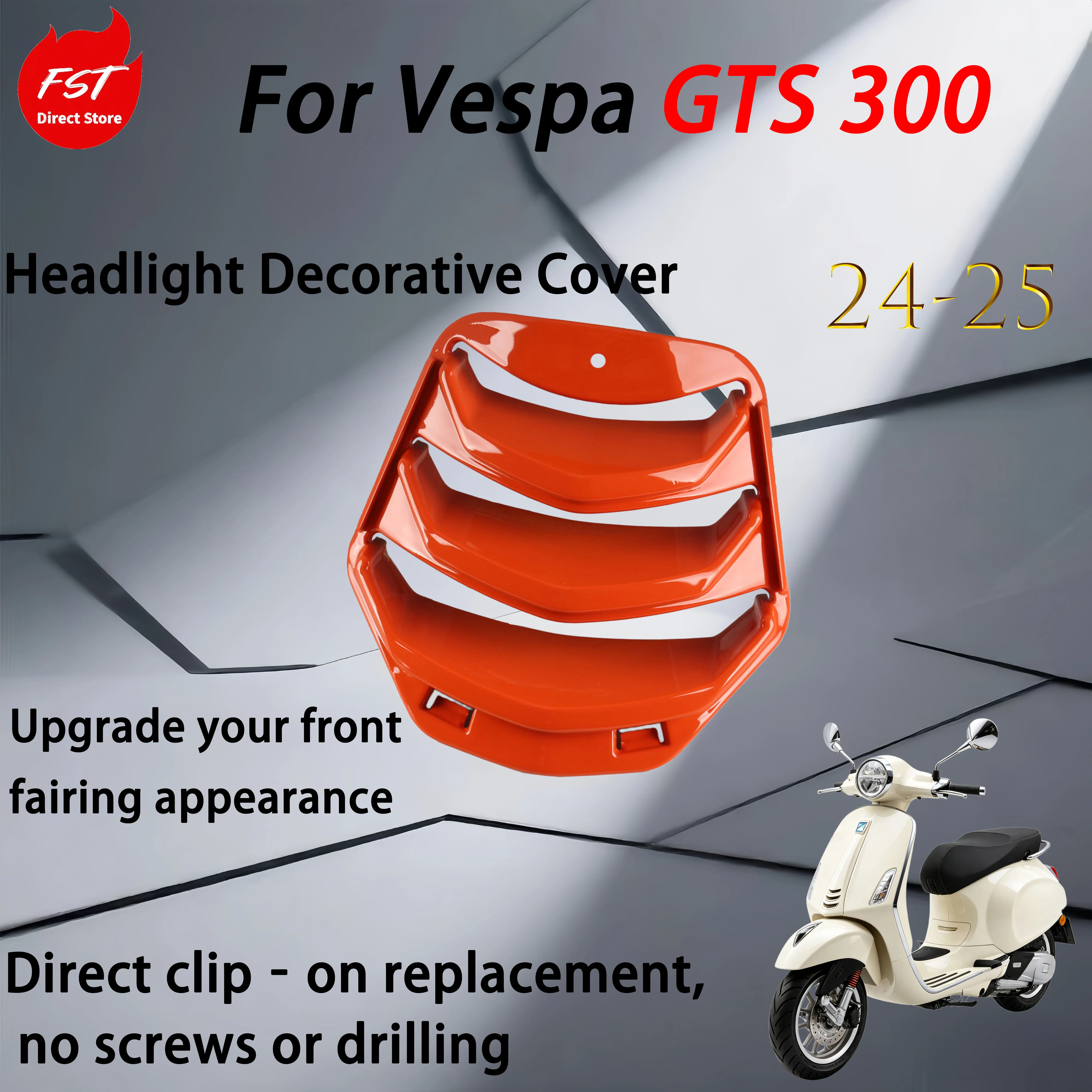 For Vespa GTS 300 24-25 model, modification accessories are provided Horn Cover  Front Fairing Trim Front Center Emblem Cover