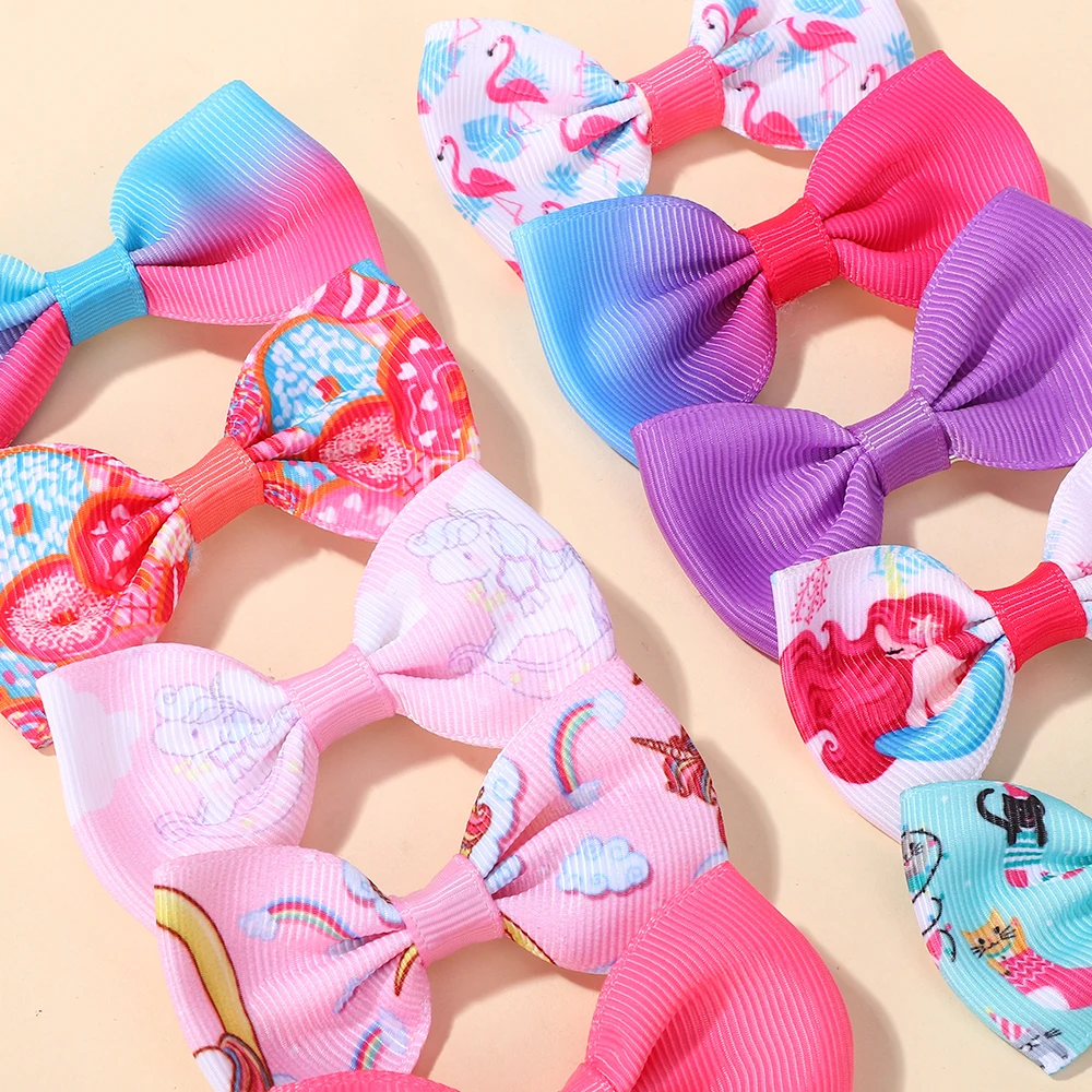 Pinces à cheveux avec nœuds pour bébé, 20 pièces, pour filles, frange, joli ruban imprimé, pour enfants, tenue de soirée décontractée, couvre-chef