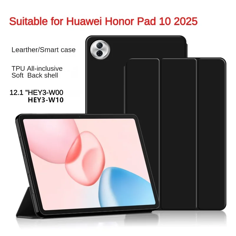

For Huawei Honor Pad 10 2025 Case Magnetic Tri-folding PU Leather Stand Cover soft funda HEY3-W00/HEY3-W10 12.1inch Tablet Cover