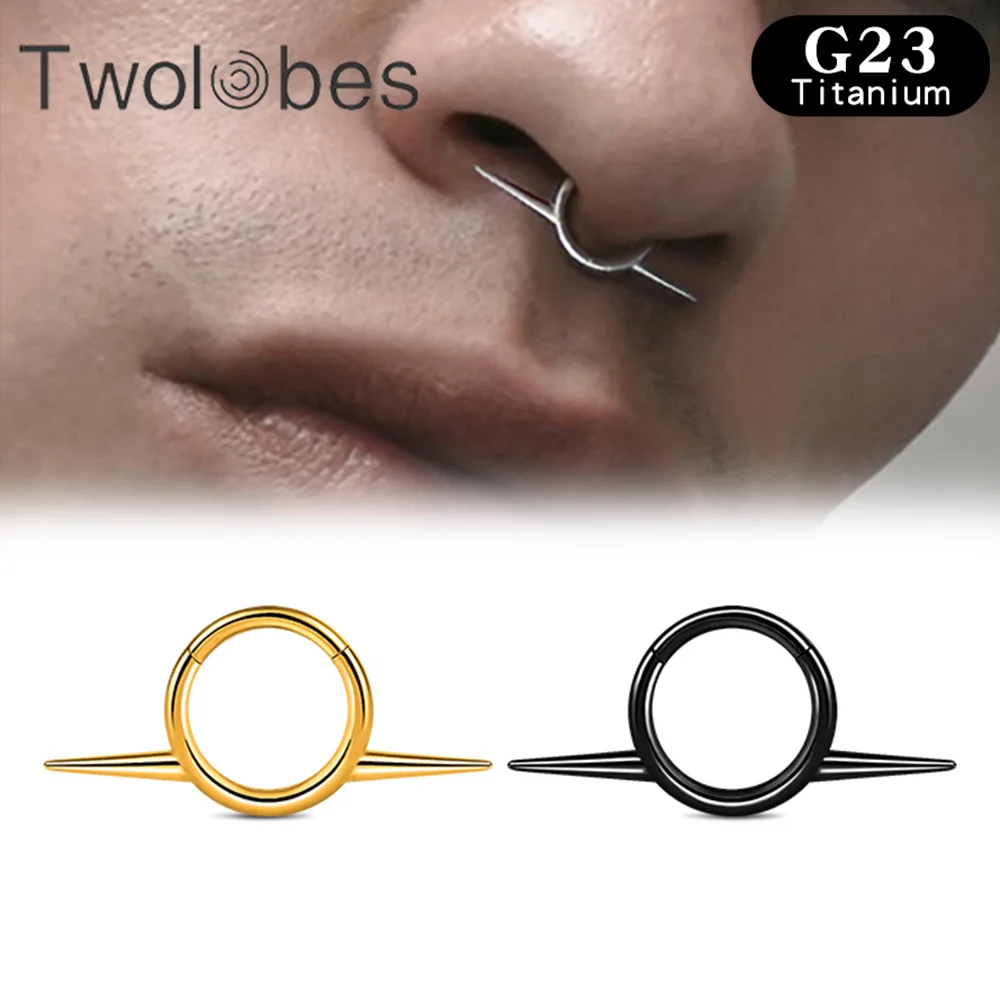 Twolobes 1PCS G23 Titanium Cool Septum Clicker Nose Rings Hoop Studs Hinged Segment Ear Cartilage Tragus Helix Piercing Jewelry