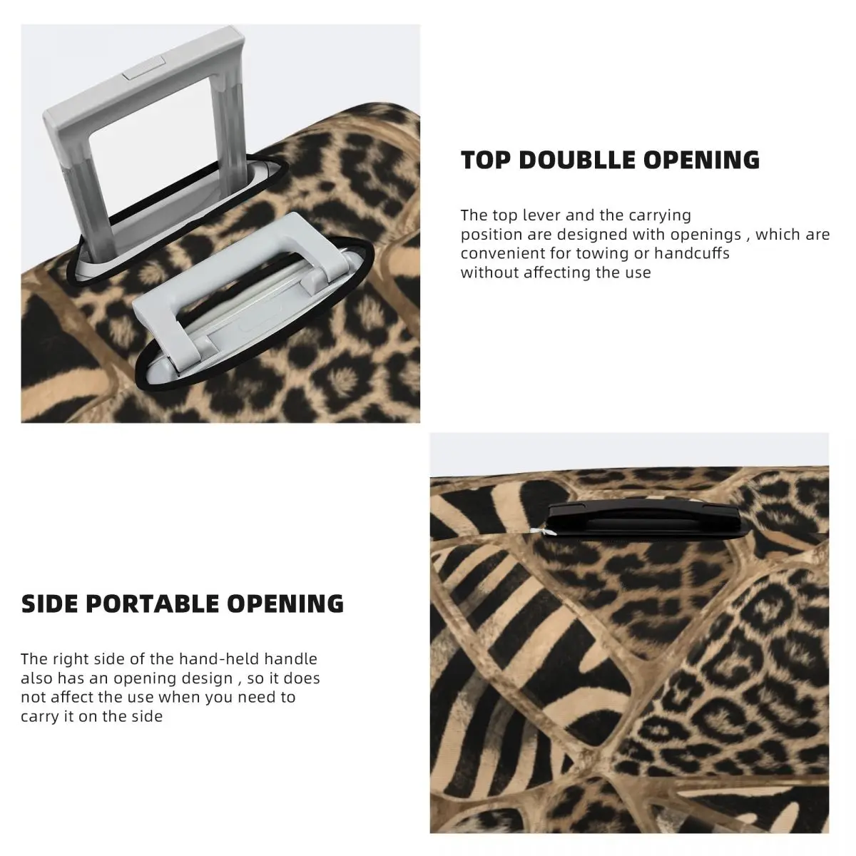 Aangepaste Luipaard En Zebra Etnische Tribale Geometrische Ornamenten Reisbagage Hoes Elastische Dierlijke Lederen Textuur Koffer Cover