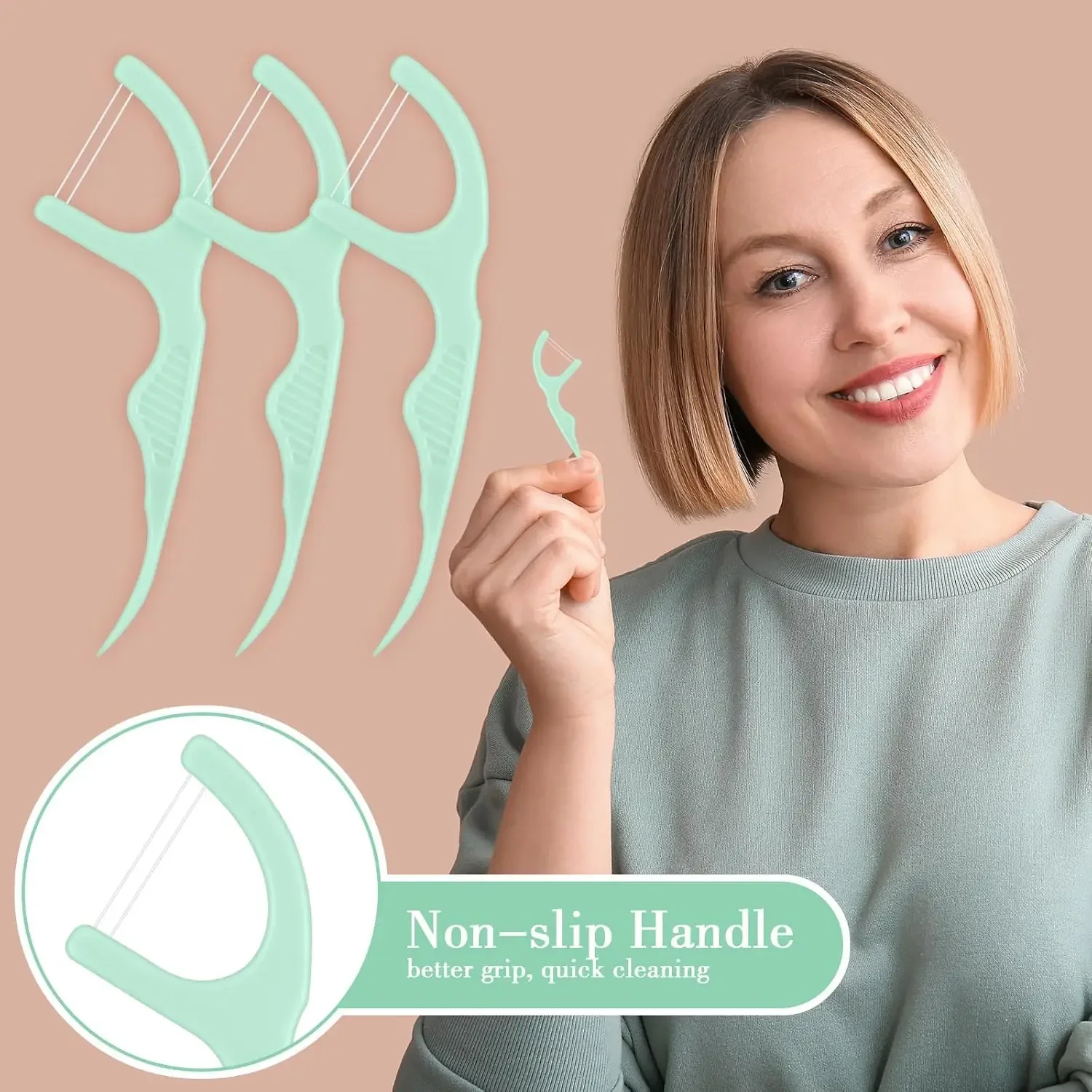 50pcs Double Line Mint Oral Cleaning Floss Multifunctional Portable Dental Flosser for Fresh Breath And Dental Hygiene