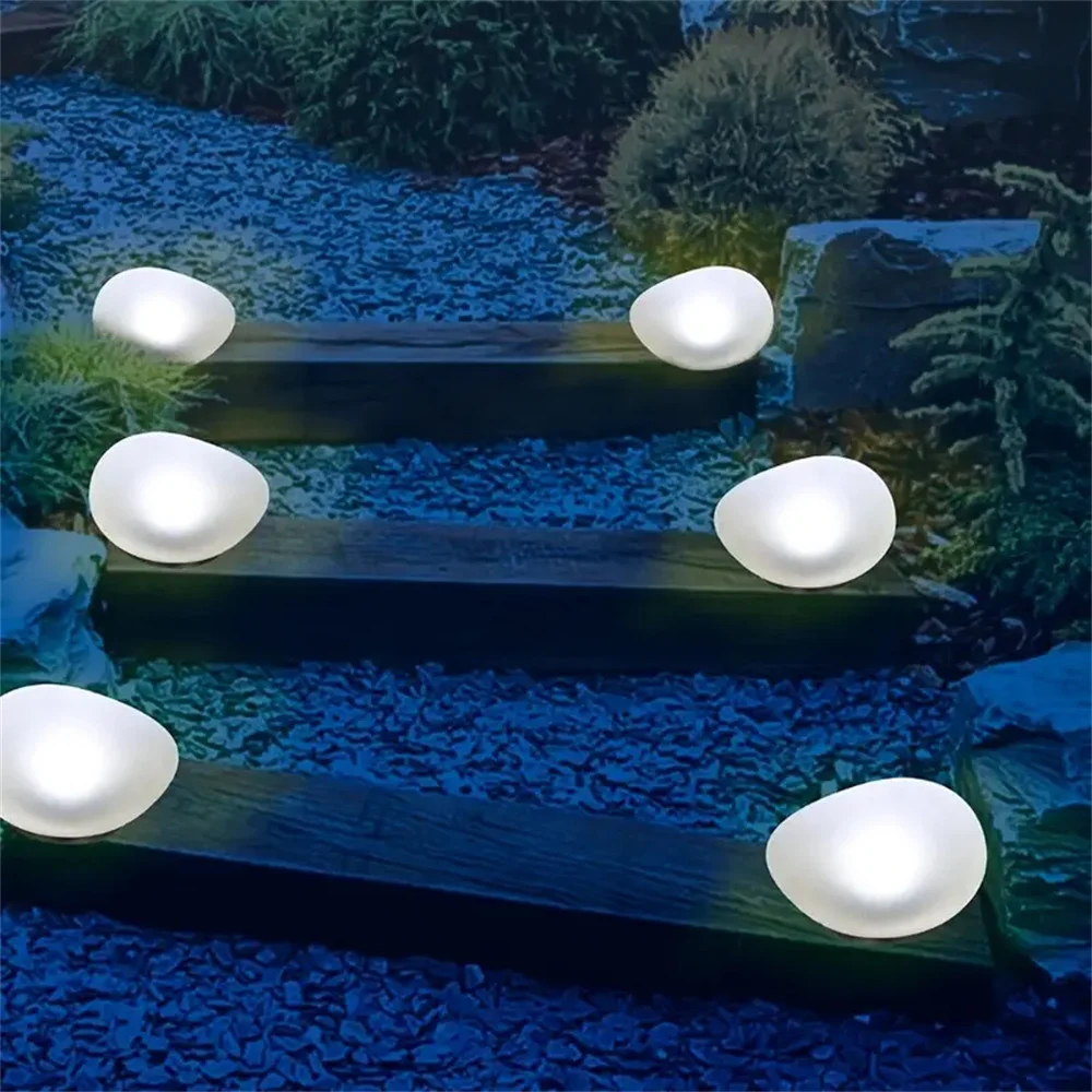 Waterproof Solar Pebble Rock Lights Outdoor, LED Glowing Cobblestone Landscape Lights for Garden Pathway Yard Patio Decorative