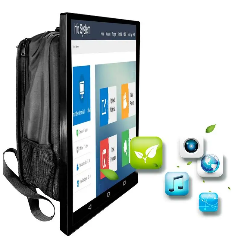 4G Support Advertising Backpack Human Walking Lcd Display With Battery Power Digital Signage Billboard Backpack