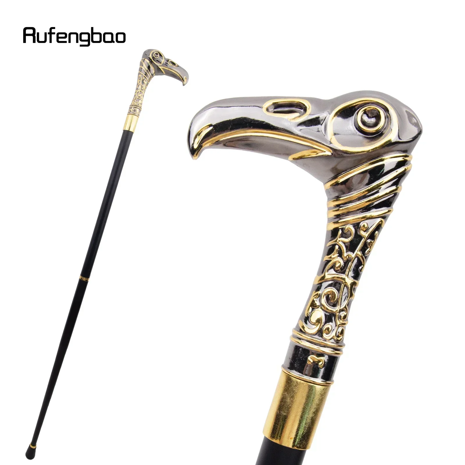 Golden Black Eagle Head Luxury Decorative Walking Cane Deluxe BoxFashion Cane Cosplay Alloy Crosier Vintage Walking Stick 93cm
