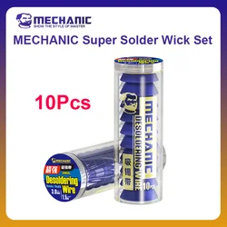 MECHANIC OFFICIAL DW50 Super Solder Wick Set 10Pcs Desoldering Wire Braid 1.0/1.5/2.0/2.5/3.0/3.5mm Solder Wick Remover Suction
