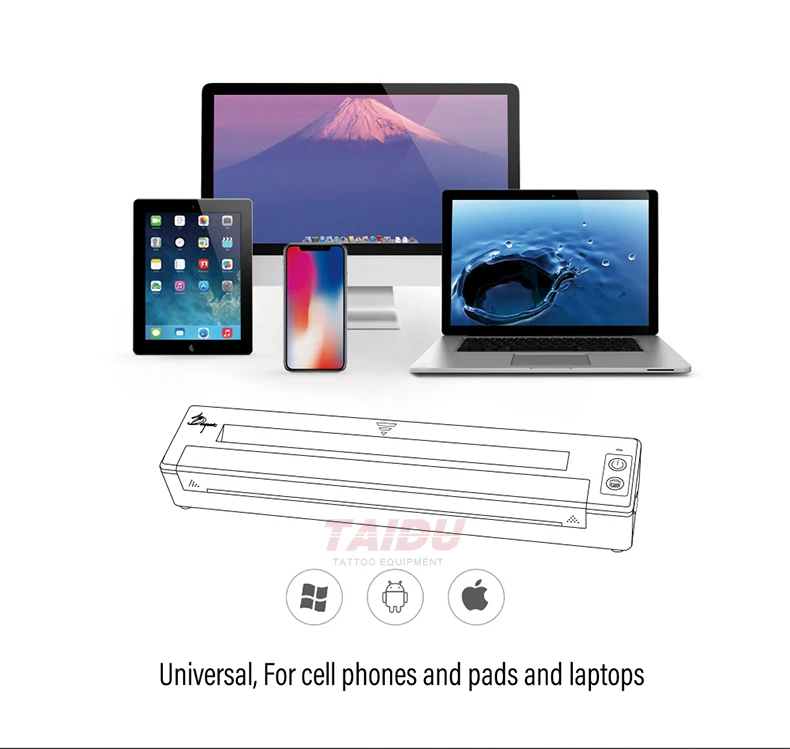 TAIDU P19 Tattoo Printer Portable Thermal Stencil Printer Bluetooth Printing Tattoo Printer Stencil Tattoo Equipment