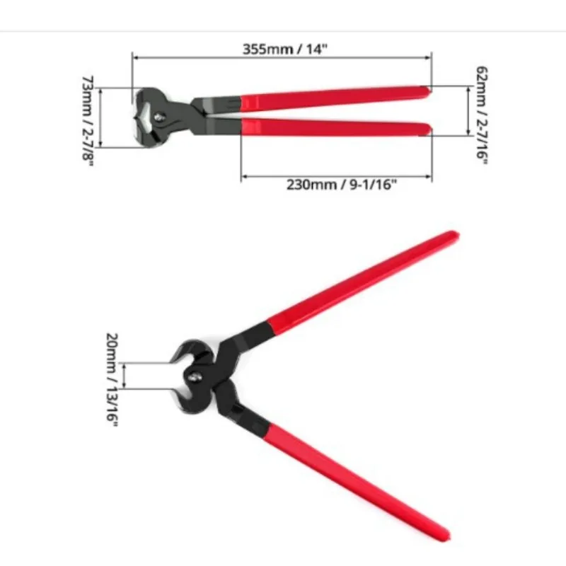 1 Pcs Heavy Duty Hoof Nipper 14 Inch Farrier Nippers with Plastic Grip Carbon Steel Horseshoe Trimming Tool Pliers Hoof