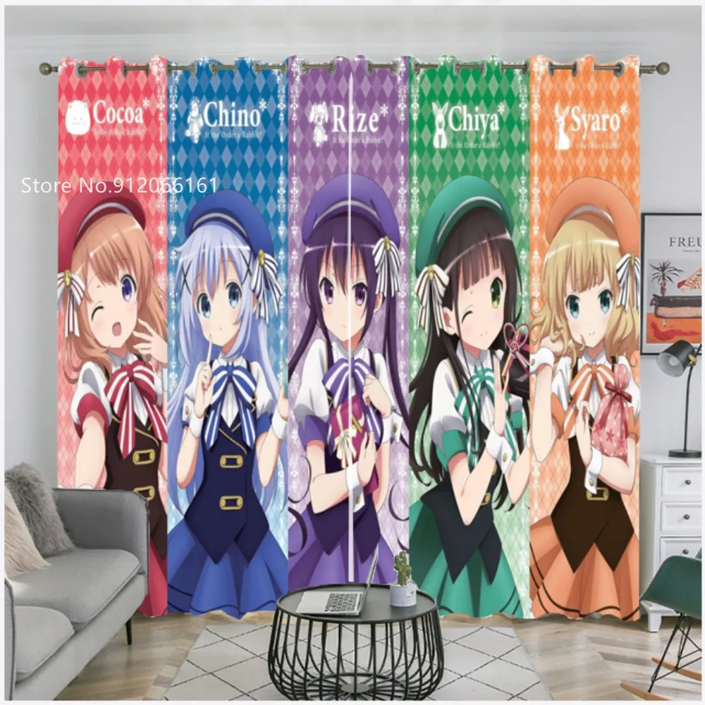 3D Print Japan Anime Window Curtain Is The Order A Rabbit Window Drapes For Children Kids Bedroom Home Textile Window Treatment