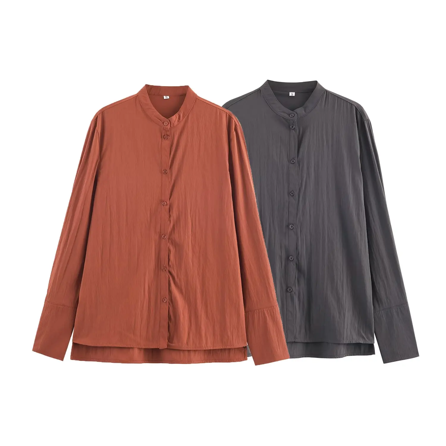 

Новое осеннее поступление, женская элегантная универсальная рубашка большого размера в европейском и американском стиле с воротником-стойкой