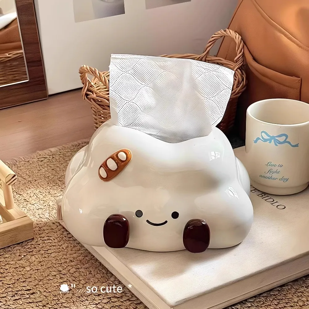 

Trendy Cute Cloud Tissue Box Coffee Table Ceramic Tissue Storage Box Exquisite Napkin Box Creative Ornament High-quality Gift