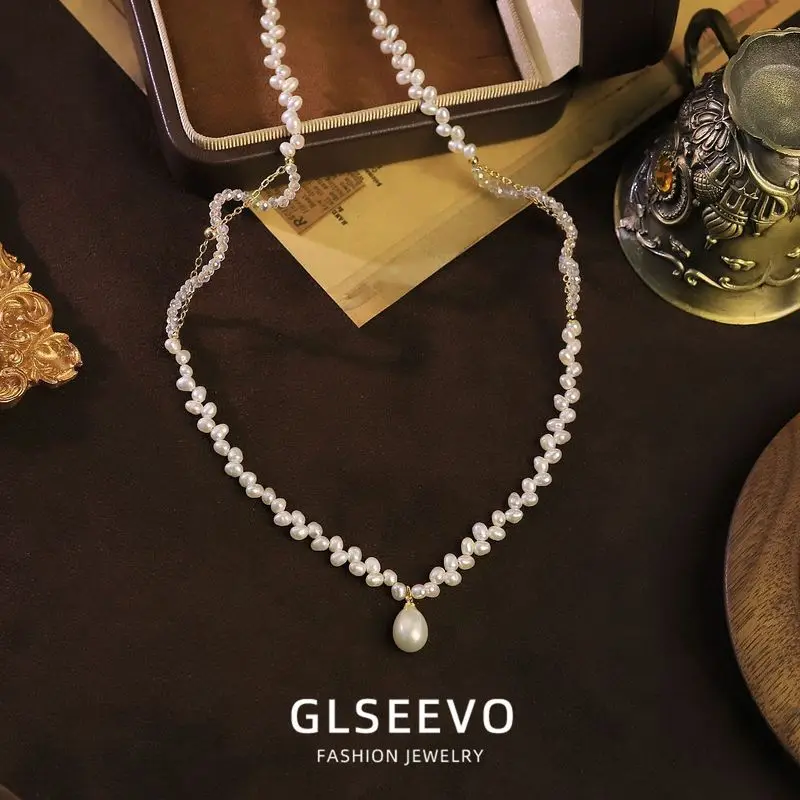 Design, Natural Pearl Glass Bead Necklace, A Delicate And Versatile Piece Women, Wearing Around